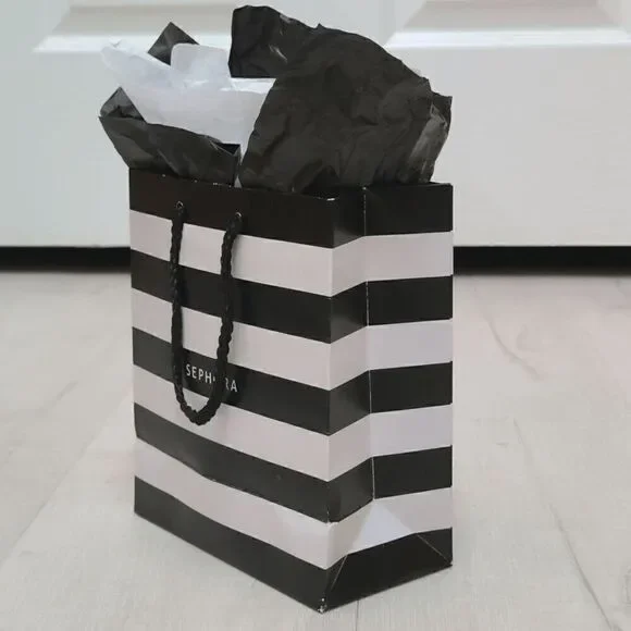 🖤🤍 SEPHORA Empty Striped Paper Shopping Gift Bag Rope Handles w/Tissues - Picture 9 of 9